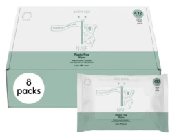 Naïf Baby & Kids Plastic Free Baby Wipes Box 8x54st
