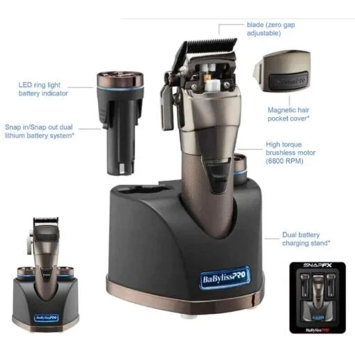 Babyliss PRO Snap FX Clipper Zwart - Afbeelding 2